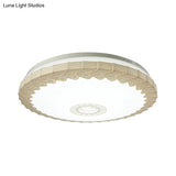Modern Led Flush Mount Ceiling Light With Acrylic Shade In White/Blue/Gold Crackle Finish - Bedroom