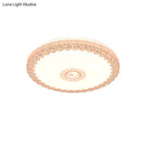 Modern Led Flush Mount Ceiling Light With Acrylic Shade In White/Blue/Gold Crackle Finish - Bedroom
