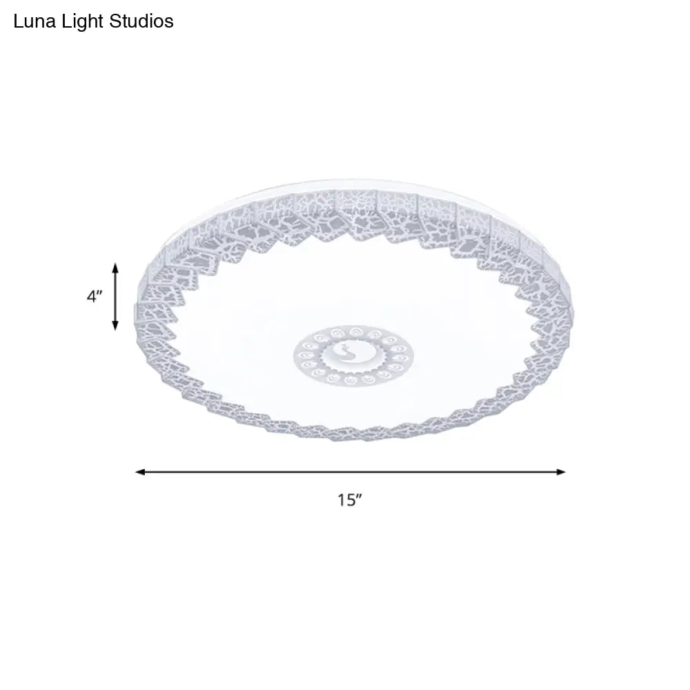 Modern Led Flush Mount Ceiling Light With Acrylic Shade In White/Blue/Gold Crackle Finish - Bedroom