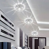 Modern Led Flush Mount Ceiling Light With Clear Crystal Floral Design - Ideal For Corridors / White