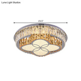 Modern Led Flush Mount Ceiling Light With Clear Cut Crystals And Stainless - Steel Design