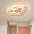 Modern Led Flush Mount Ceiling Light With Heart - Shaped Acrylic Shade - Black/White/Pink Finish