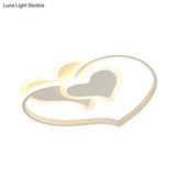 Modern Led Flush Mount Ceiling Light With Heart - Shaped Acrylic Shade - Black/White/Pink Finish