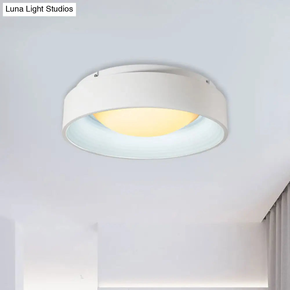 Modern Led Flush Mount Drum Ceiling Light For Bedroom White Acrylic 18’/23.5’ Dia