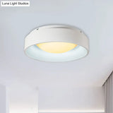 Modern Led Flush Mount Drum Ceiling Light For Bedroom White Acrylic 18’/23.5’ Dia