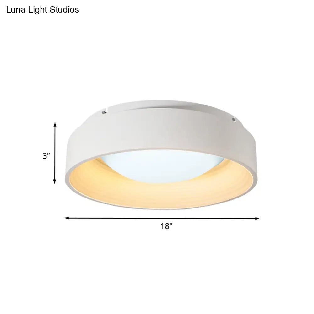 Modern Led Flush Mount Drum Ceiling Light For Bedroom White Acrylic 18’/23.5’ Dia