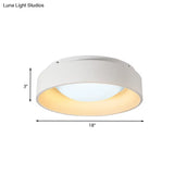 Modern Led Flush Mount Drum Ceiling Light For Bedroom White Acrylic 18’/23.5’ Dia