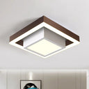 Modern Led Flush Mount For Hall With Dual Square Design Acrylic Shade And Black/Gold/Coffee Finish.