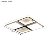 Modern Led Flush Mount Lamp: Black And White Square/Rectangle 19.5’/45’ Wide Acrylic Light