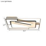 Modern Led Flush Mount Lamp: Black/White Metal Ceiling Light 16’/19.5’/35.5’ W