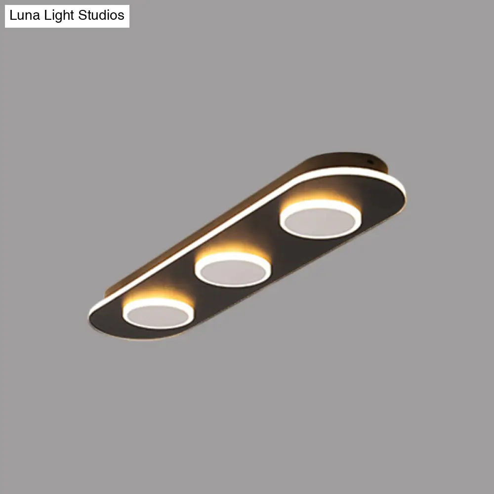 Modern Led Flush Mount Lamp In White With Oval And Round Design Acrylic Shade 18’/25.5’ Width