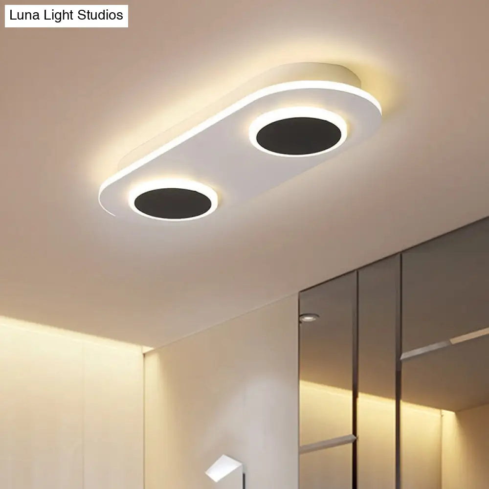 Modern Led Flush Mount Lamp In White With Oval And Round Design Acrylic Shade 18’/25.5’ Width