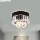 Modern Led Flush Mount Lamp With Clear Bevel Cut Crystals - Gold/Black