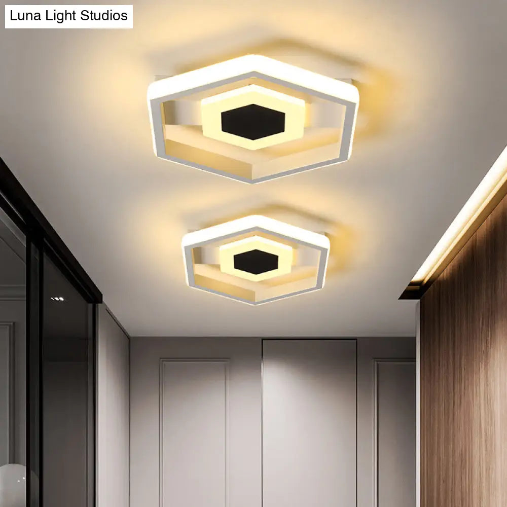 Modern Led Flush - Mount Light Fixture For Cloakroom In White/Warm