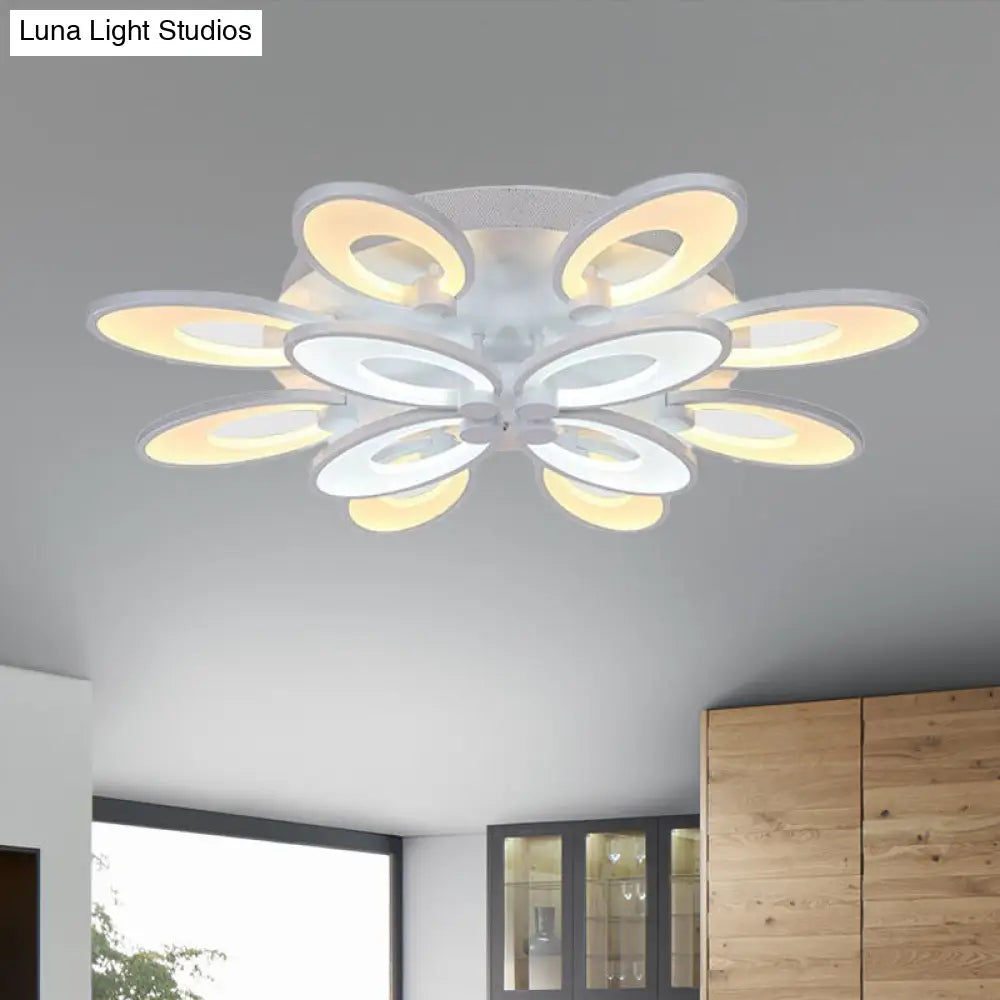 Modern Led Flush Mount Light For Dining Room With Acrylic Shade - 4/6/9 Lights Warm/White/Natural