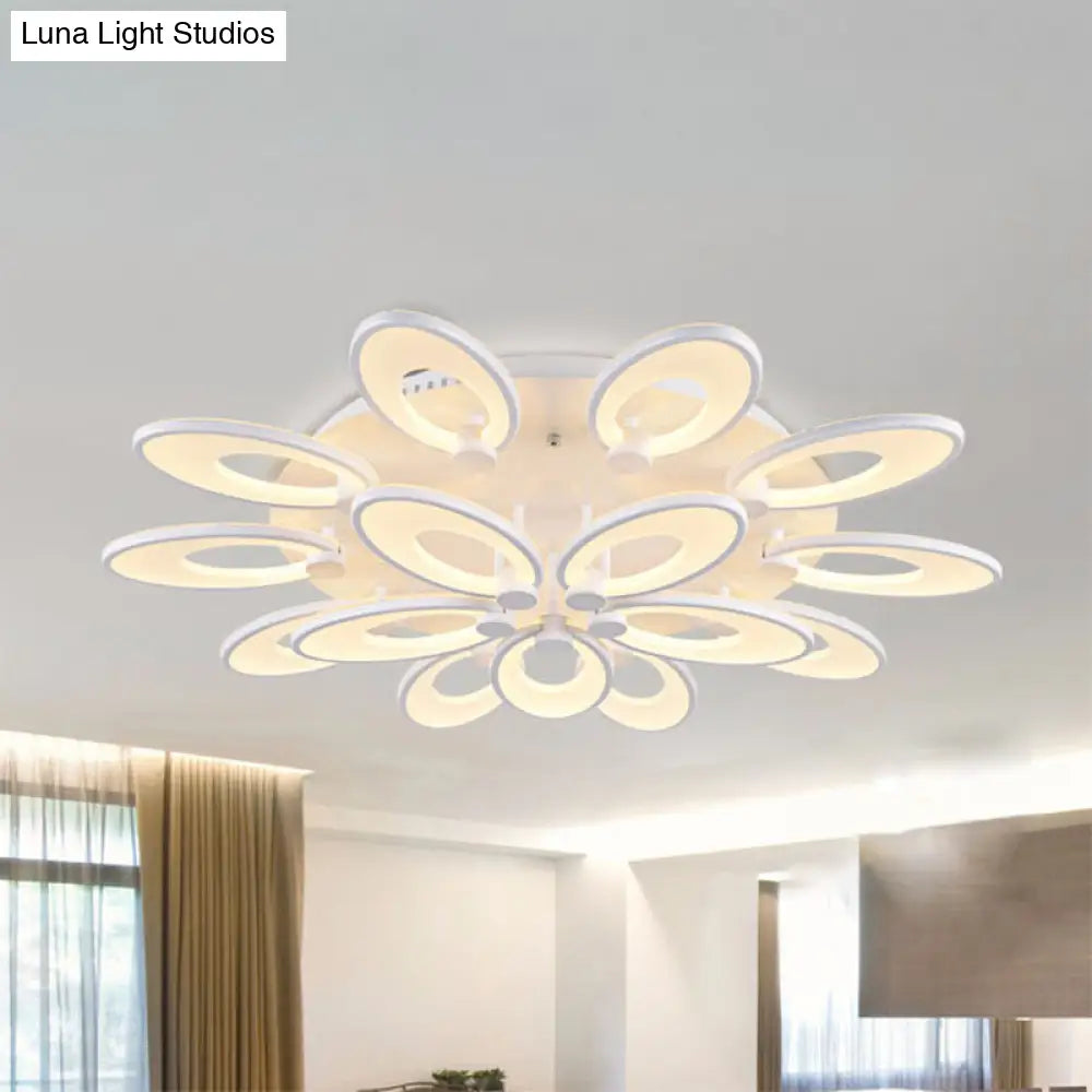 Modern Led Flush Mount Light For Dining Room With Acrylic Shade - 4/6/9 Lights Warm/White/Natural