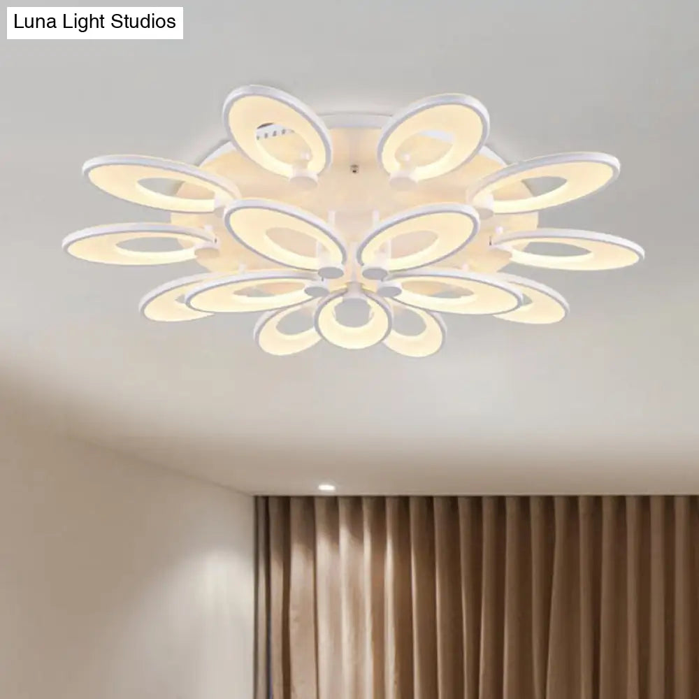 Modern Led Flush Mount Light For Dining Room With Acrylic Shade - 4/6/9 Lights Warm/White/Natural