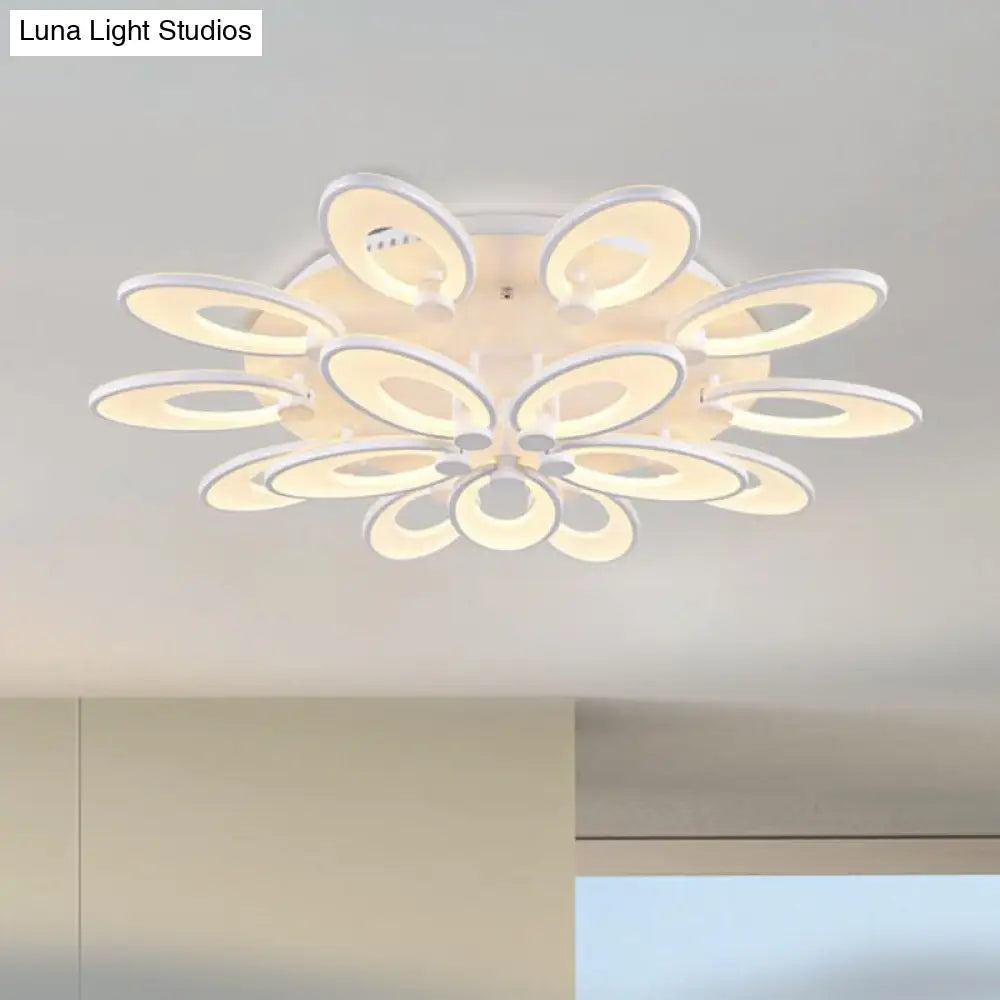 Modern Led Flush Mount Light For Dining Room With Acrylic Shade - 4/6/9 Lights Warm/White/Natural