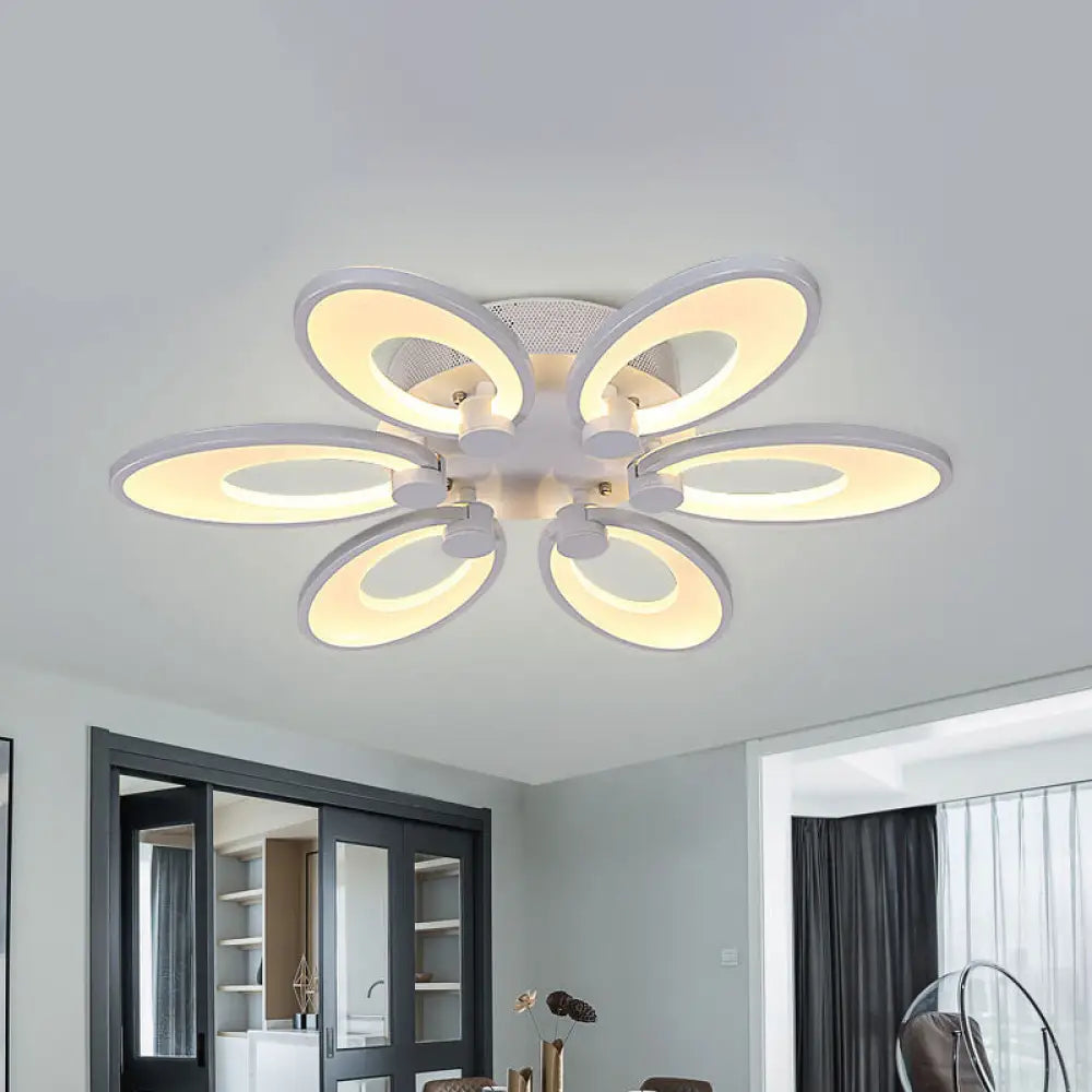 Modern Led Flush Mount Light For Dining Room With Acrylic Shade - 4/6/9 Lights Warm/White/Natural 6