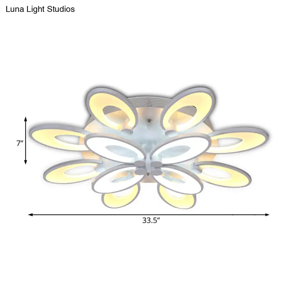 Modern Led Flush Mount Light For Dining Room With Acrylic Shade - 4/6/9 Lights Warm/White/Natural