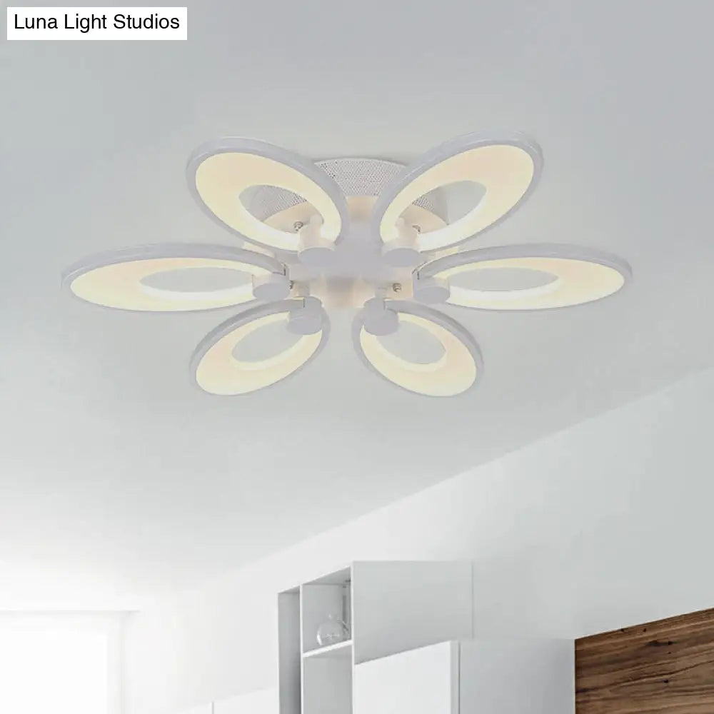 Modern Led Flush Mount Light For Dining Room With Acrylic Shade - 4/6/9 Lights Warm/White/Natural