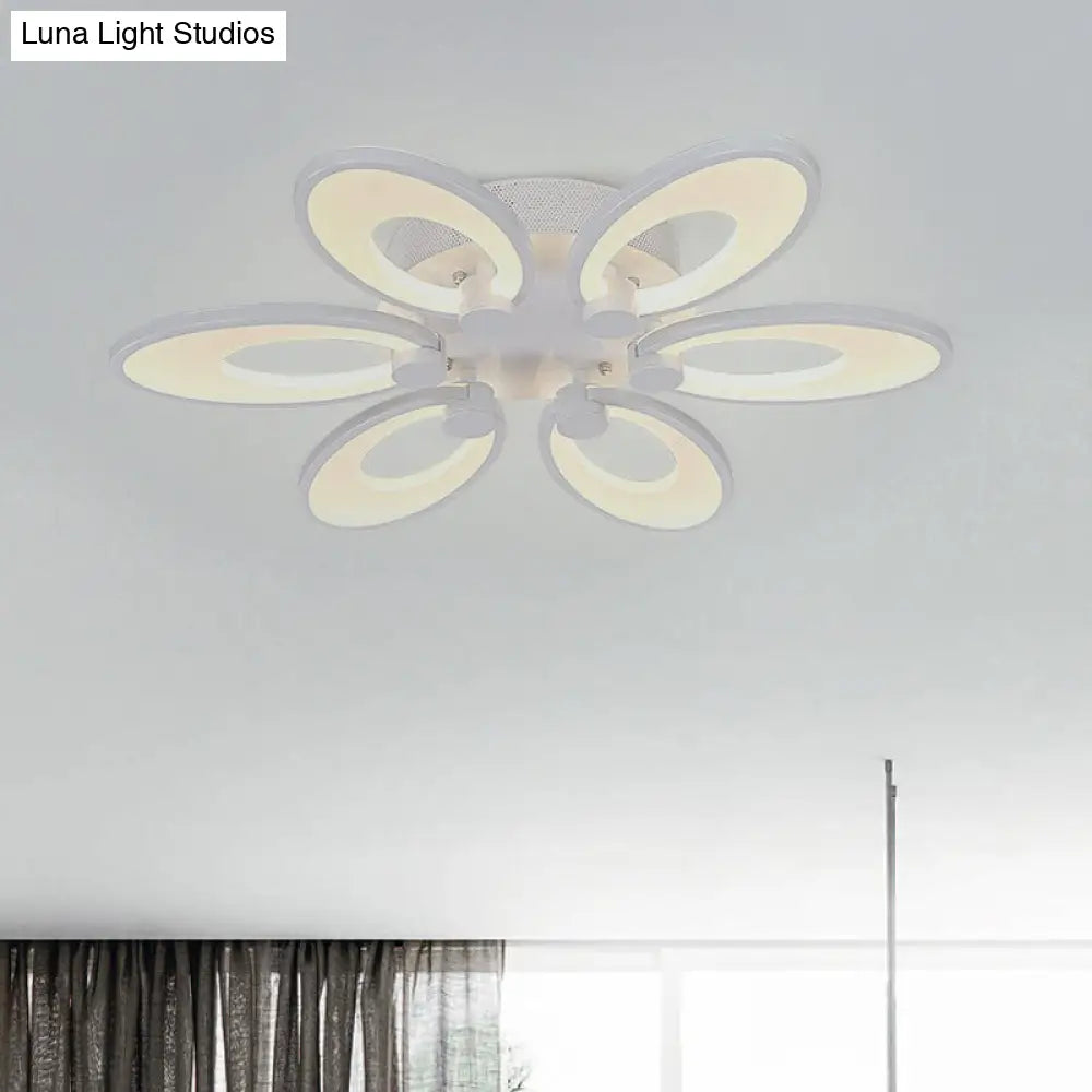 Modern Led Flush Mount Light For Dining Room With Acrylic Shade - 4/6/9 Lights Warm/White/Natural