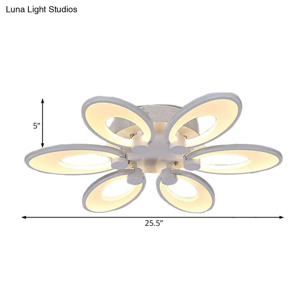 Modern Led Flush Mount Light For Dining Room With Acrylic Shade - 4/6/9 Lights Warm/White/Natural