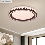 Modern Led Flush Mount Light With White/Gold/Coffee Circle Design For Living Room