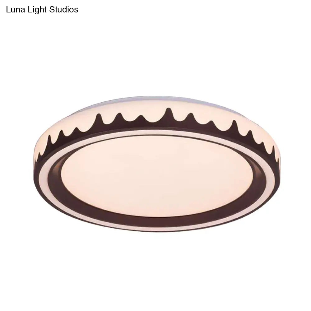 Modern Led Flush Mount Light With White/Gold/Coffee Circle Design For Living Room