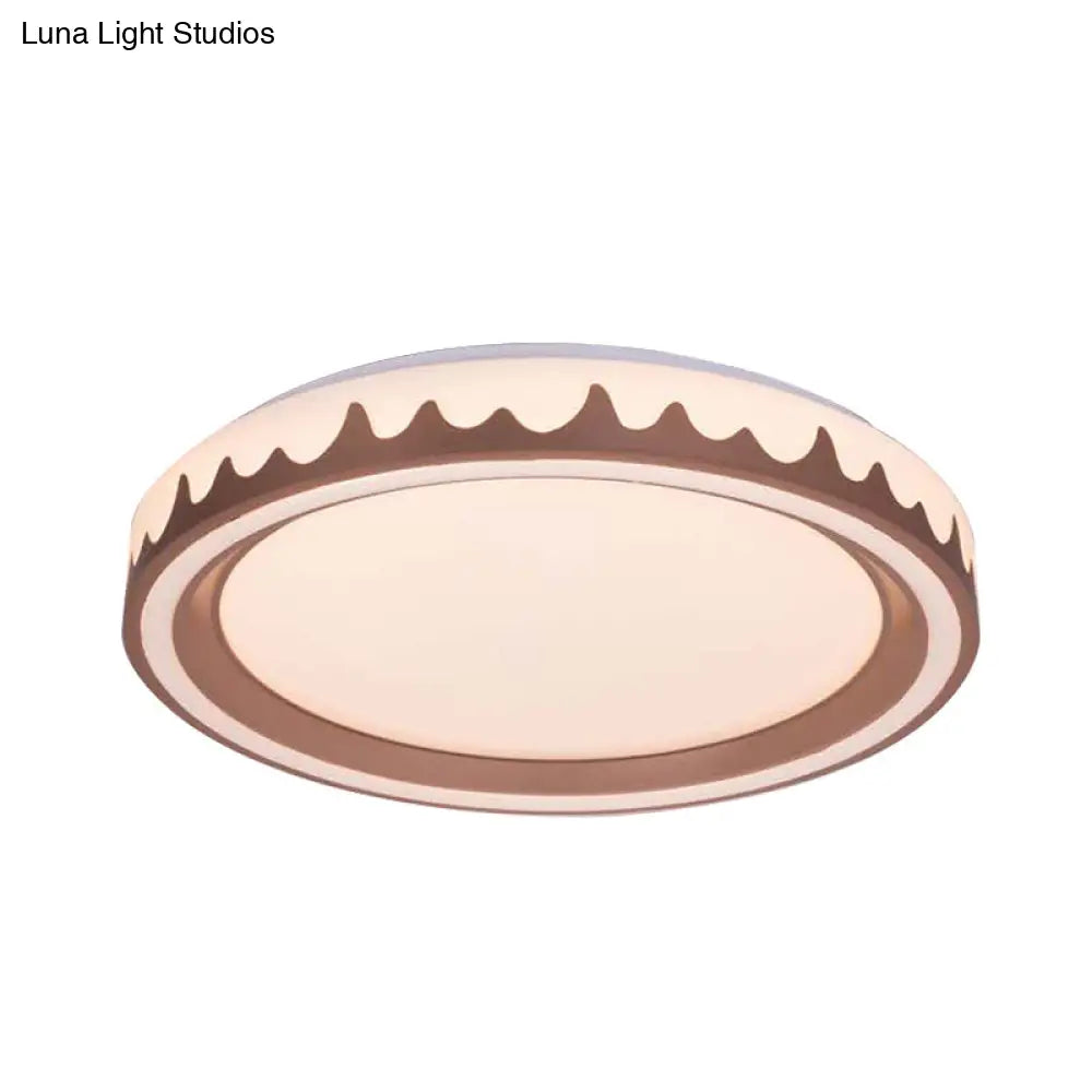 Modern Led Flush Mount Light With White/Gold/Coffee Circle Design For Living Room