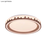Modern Led Flush Mount Light With White/Gold/Coffee Circle Design For Living Room