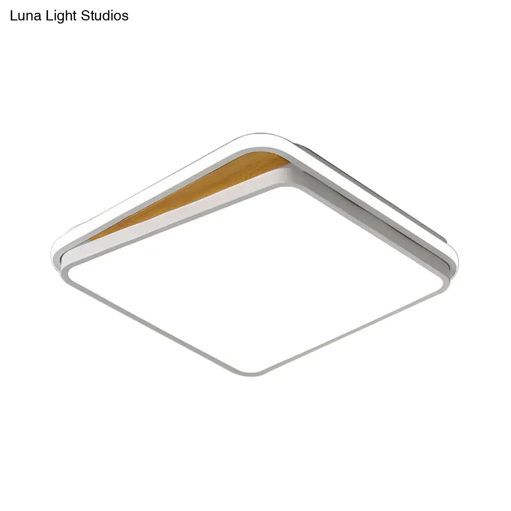 Modern Led Flush Mount Lighting Fixture - Brick Metal Design In White/Black Available White Or Warm