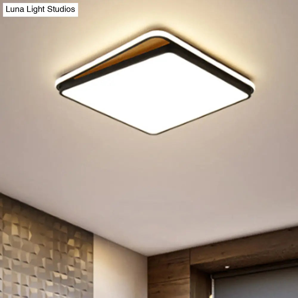 Modern Led Flush Mount Lighting Fixture - Brick Metal Design In White/Black Available White Or Warm
