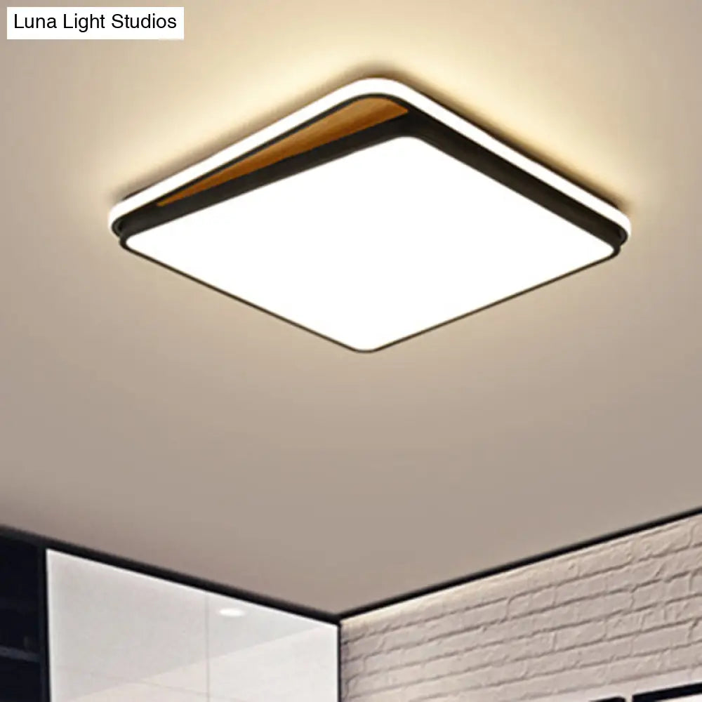 Modern Led Flush Mount Lighting Fixture - Brick Metal Design In White/Black Available White Or Warm