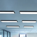 Modern Led Flush Mount Lighting Fixture In Acrylic With Rectangular Shape For Gymnasium Black /