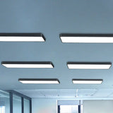 Modern Led Flush Mount Lighting Fixture In Acrylic With Rectangular Shape For Gymnasium Black /