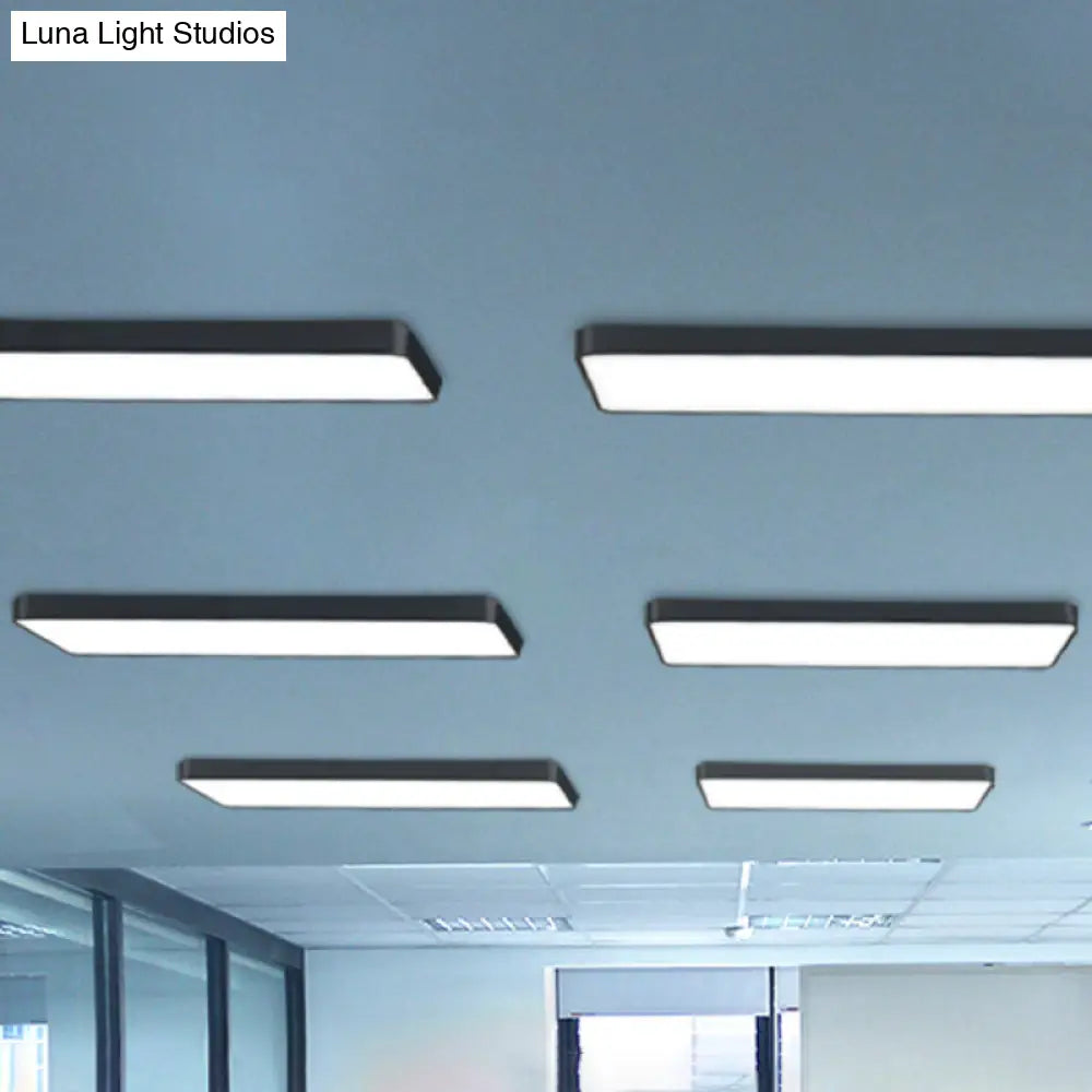 Modern Led Flush Mount Lighting Fixture In Acrylic With Rectangular Shape For Gymnasium Black /