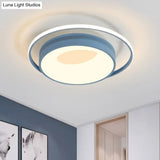 Modern Led Flush Mount Lighting In White/Pink/Blue - Round Acrylic Ceiling Lamp Fixture
