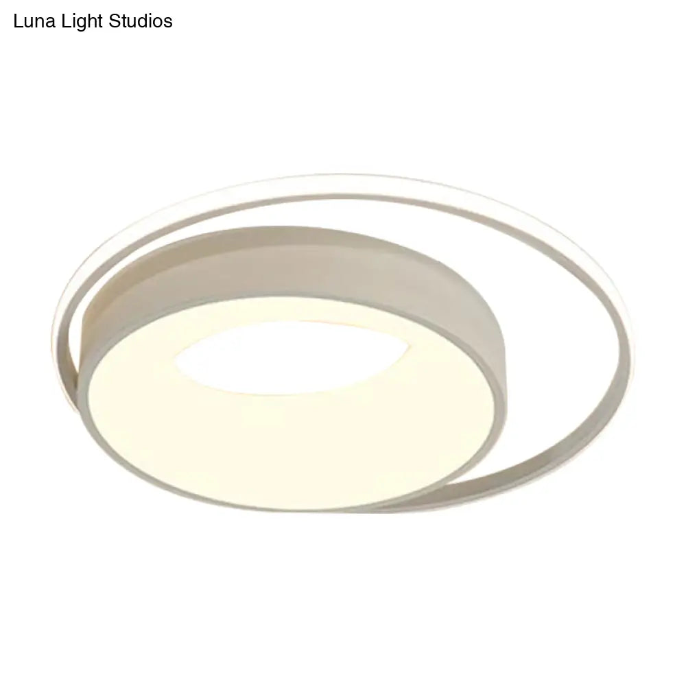 Modern Led Flush Mount Lighting In White/Pink/Blue - Round Acrylic Ceiling Lamp Fixture