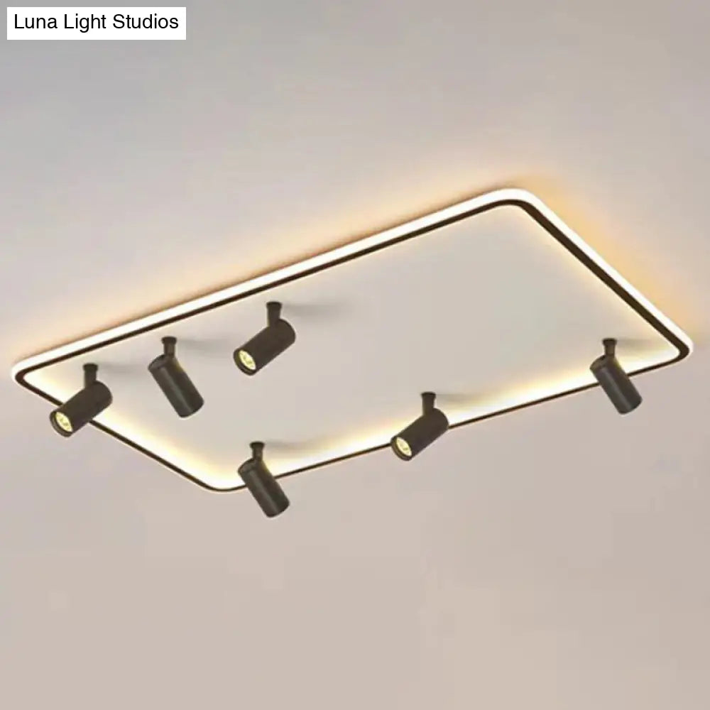 Modern Led Flush Mount Spotlight For Living Room Ceiling - Acrylic Rectangular Design Black / 31.5