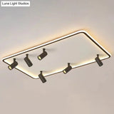 Modern Led Flush Mount Spotlight For Living Room Ceiling - Acrylic Rectangular Design Black / 31.5