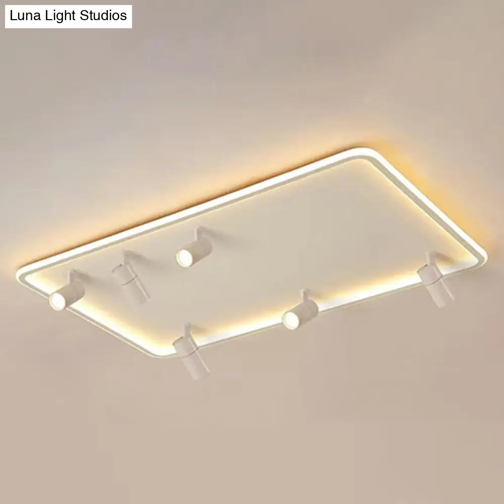 Modern Led Flush Mount Spotlight For Living Room Ceiling - Acrylic Rectangular Design White / 31.5