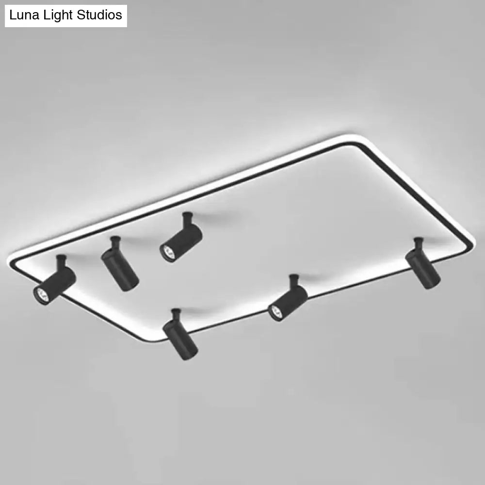 Modern Led Flush Mount Spotlight For Living Room Ceiling - Acrylic Rectangular Design Black / 31.5