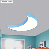 Modern Led Flushmount Ceiling Light For Playroom - Creative Crescent Design Acrylic Material