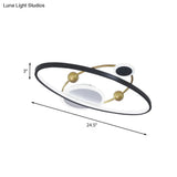Modern Led Flushmount Lighting: Black & Gold Oval Ring Flush Ceiling Lamp - Warm/White Light