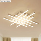 Modern Led Flushmount Lighting For Living Room - 31’/39’ Wide Traverse Acrylic Shade Lamp In