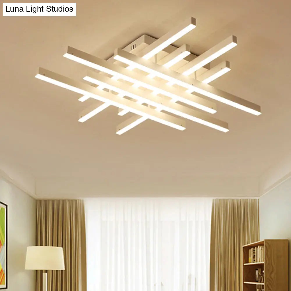 Modern Led Flushmount Lighting For Living Room - 31’/39’ Wide Traverse Acrylic Shade Lamp In