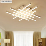 Modern Led Flushmount Lighting For Living Room - 31’/39’ Wide Traverse Acrylic Shade Lamp In