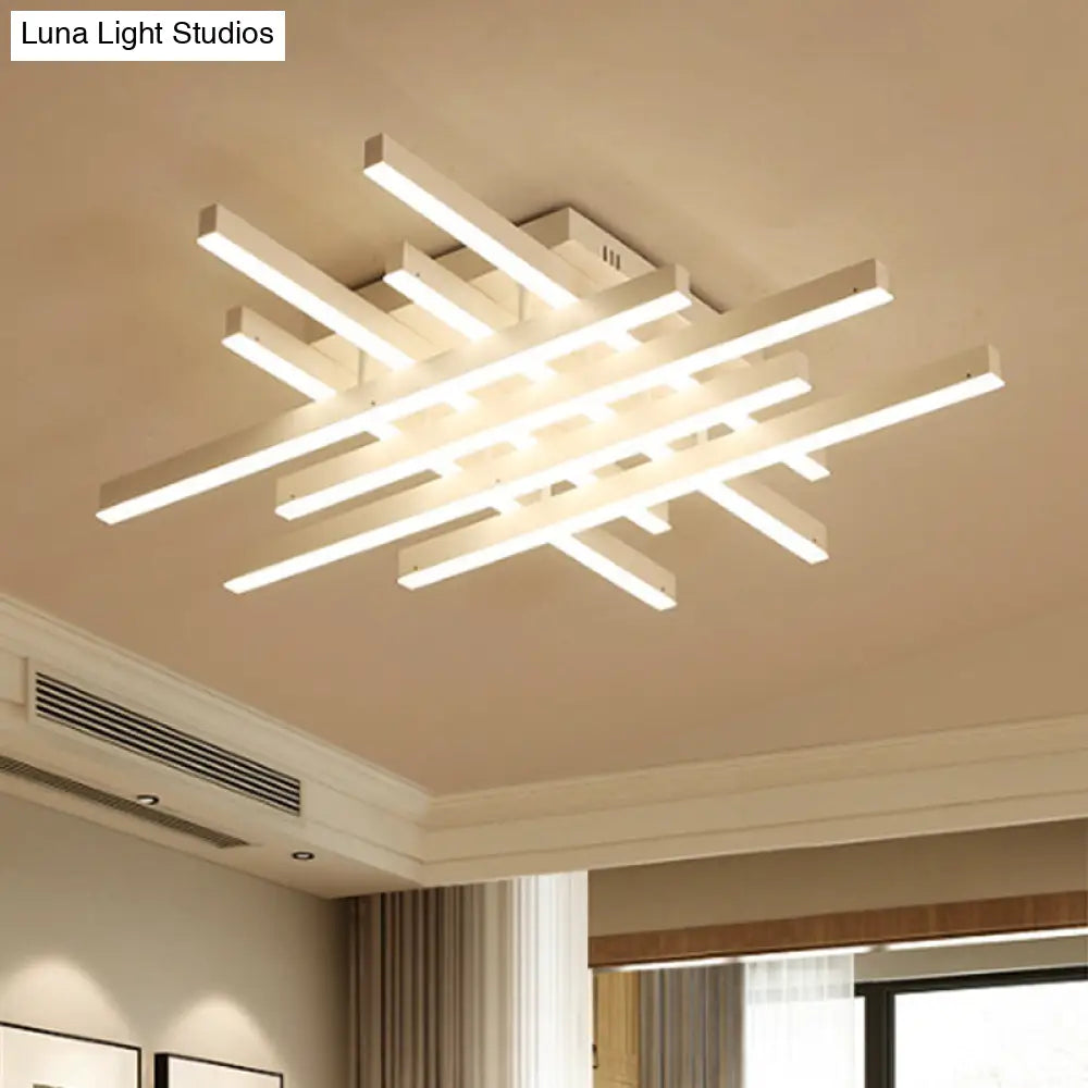 Modern Led Flushmount Lighting For Living Room - 31’/39’ Wide Traverse Acrylic Shade Lamp In