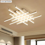 Modern Led Flushmount Lighting For Living Room - 31’/39’ Wide Traverse Acrylic Shade Lamp In